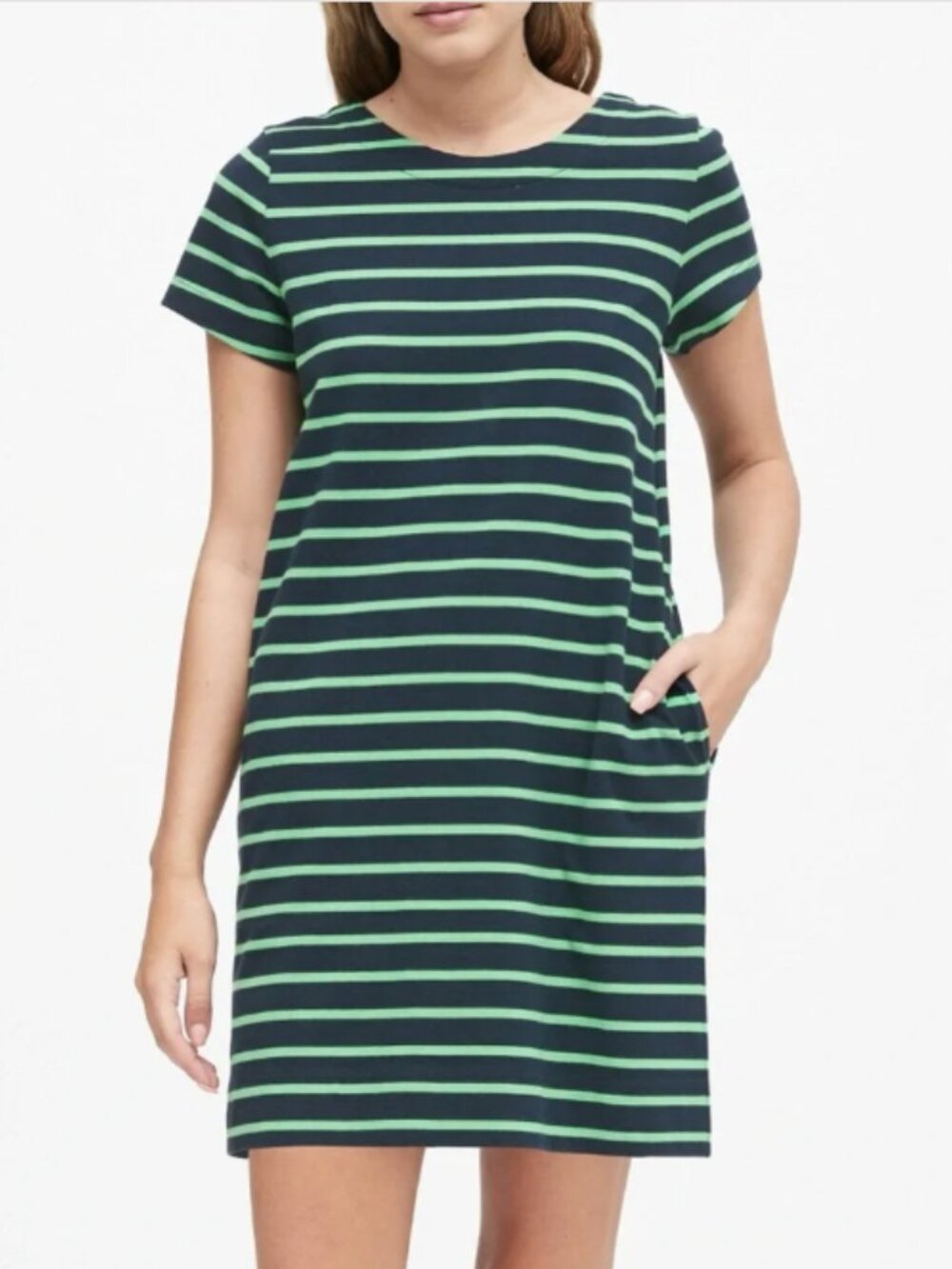 Banana Republic Striped T-Shirt Mini Dress with Pockets Sz L